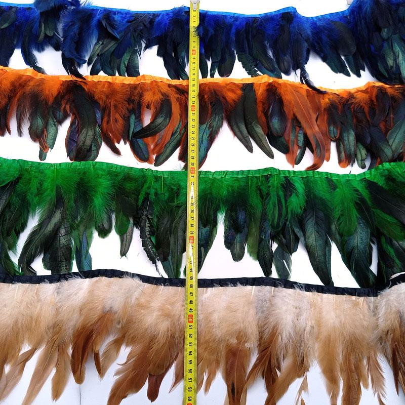 5-10Meter Natural Chicken Rooster Tail Feather Trims Fringe Plume for Needlework Sewing Accessories Decoration 13-18cm