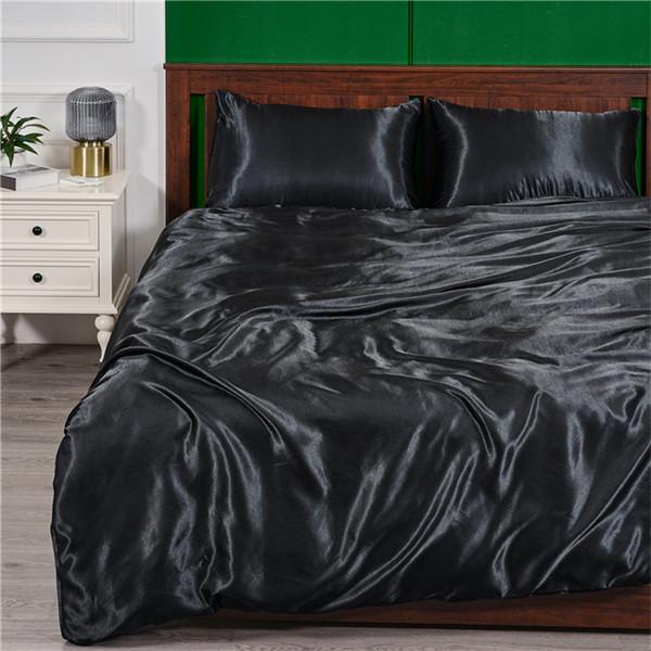 Летние шелковые простыни, однотонные атласные постельные принадлежности, шелковые пододеяльники, домашний текстиль, комплект постельного белья из 3 предметов