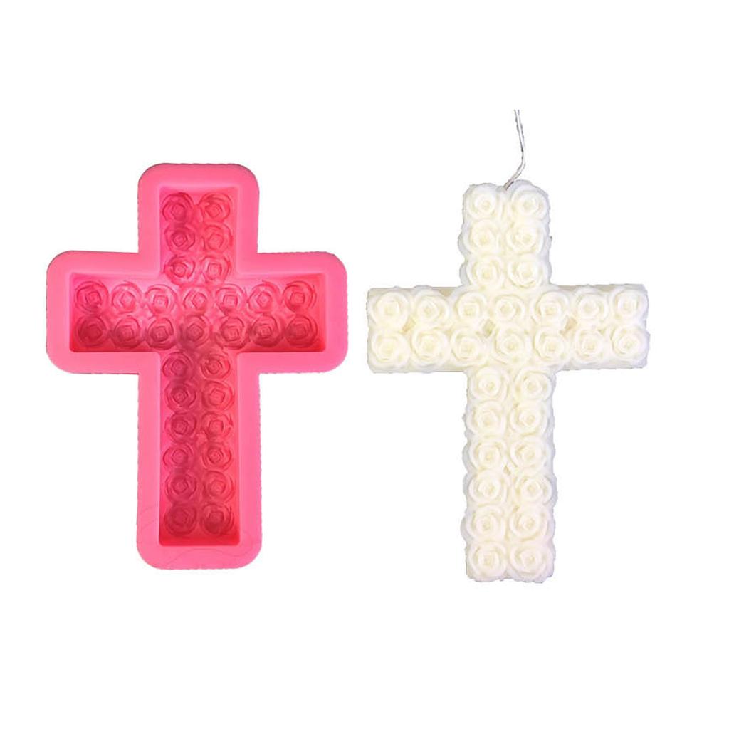 Rose Flower Cross Candle Molds for Making Candle Gypsum Ornaments Room Decorations Christmas Valentines Gift