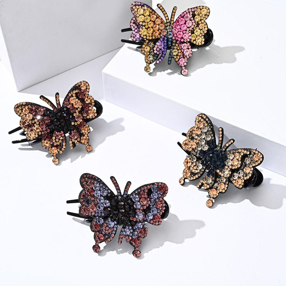 Lady Rhinestone Butterfly Korean Style Hair Clip Duckbill Clip Women Hair Claw Hair Accessories