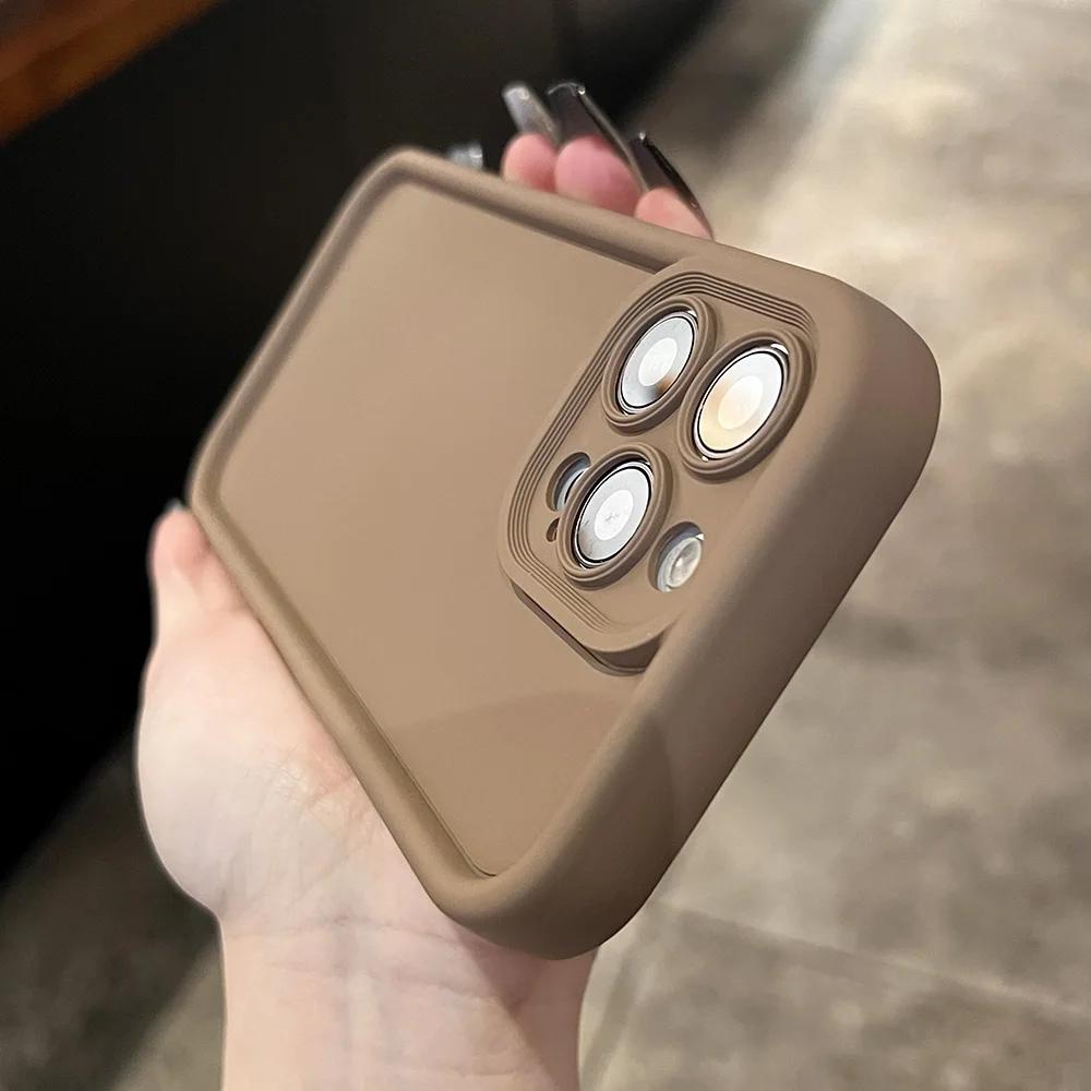 Силиконовый чехол для iPhone 16 15 14 13 12 11 Pro XS Max Mini XR X 8 7 6 6S Plus SE 2020 Мягкий объектив камеры с защитной крышкой экрана