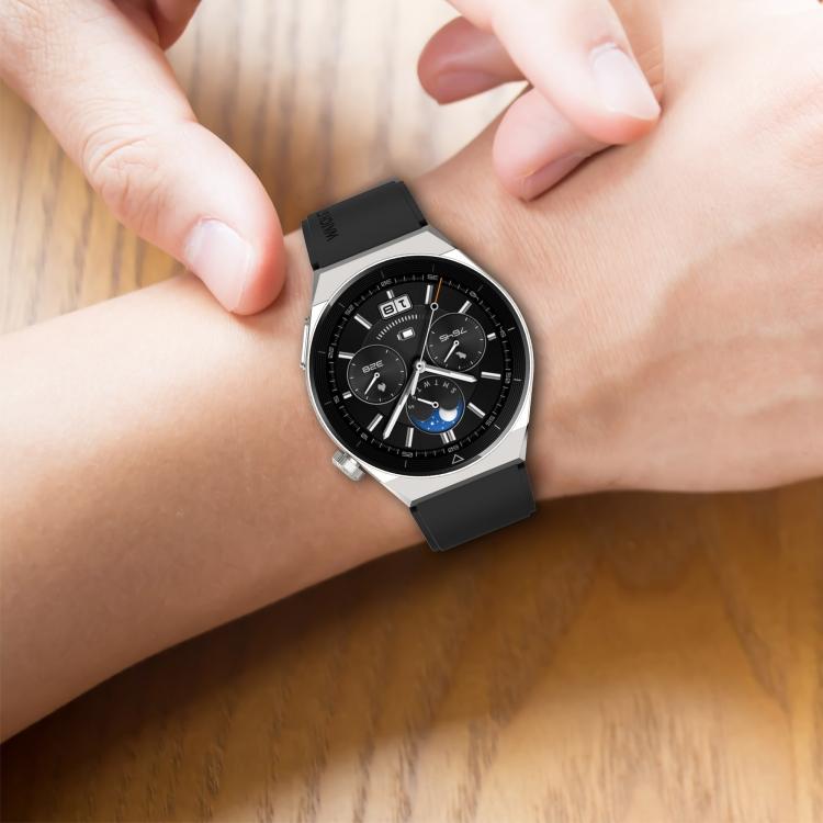 Для Huawei Watch GT3 46 мм 22 мм Выступающая головка Силиконовый ремешок Серебряная пряжка