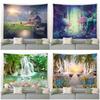 Chinese Wind Lotus Palm Tree Fantasy Mushroom Pastoral Scenery Home Decoration Wall Hanging Waterfall Landscape Tapestry