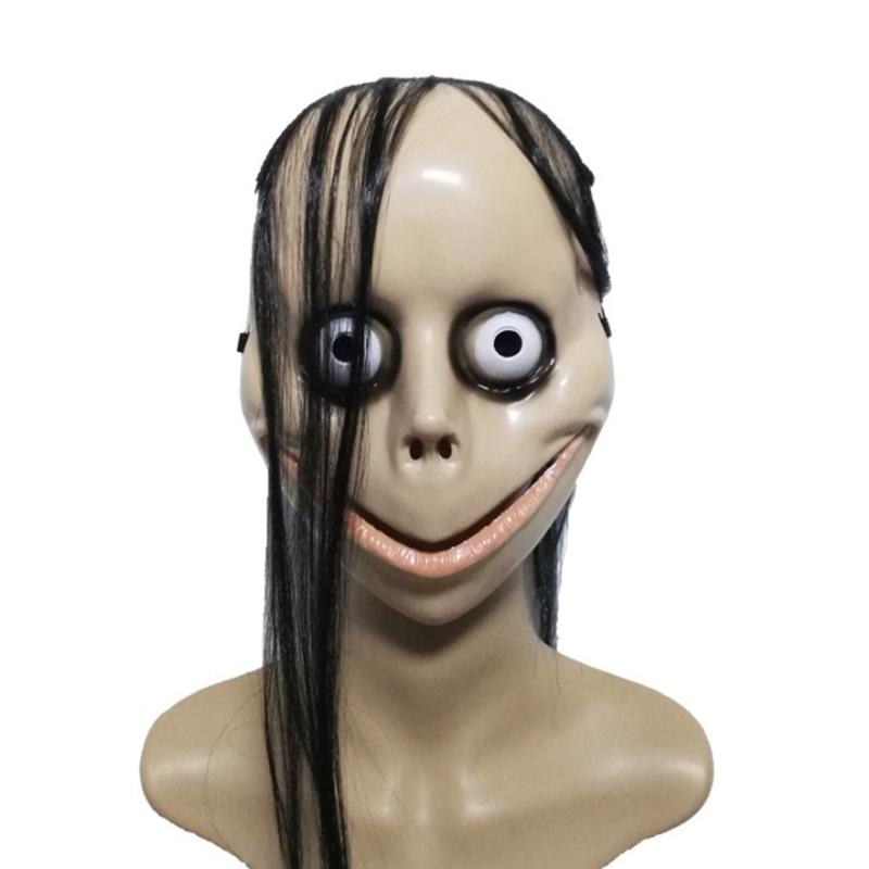 New Halloween Horror With Long Hair Mo Mo Mask Funny Mask V-Shaped Mouth Mask