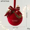 Red Flocked Christmas Ball Soft Christmas Tree Ornament Pine Branch Ornament Fabric Bow Hanging Ornament For Seasonal Home