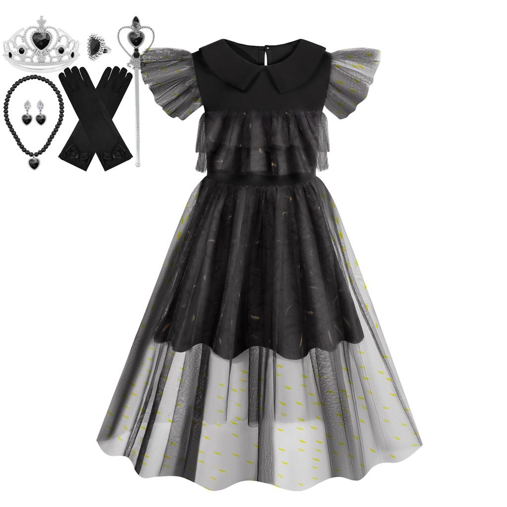 Фильм Среда, платья для косплея, Среда Аддамс, карнавальный костюм, готический ветер, детское платье, костюмы для Хэллоуина