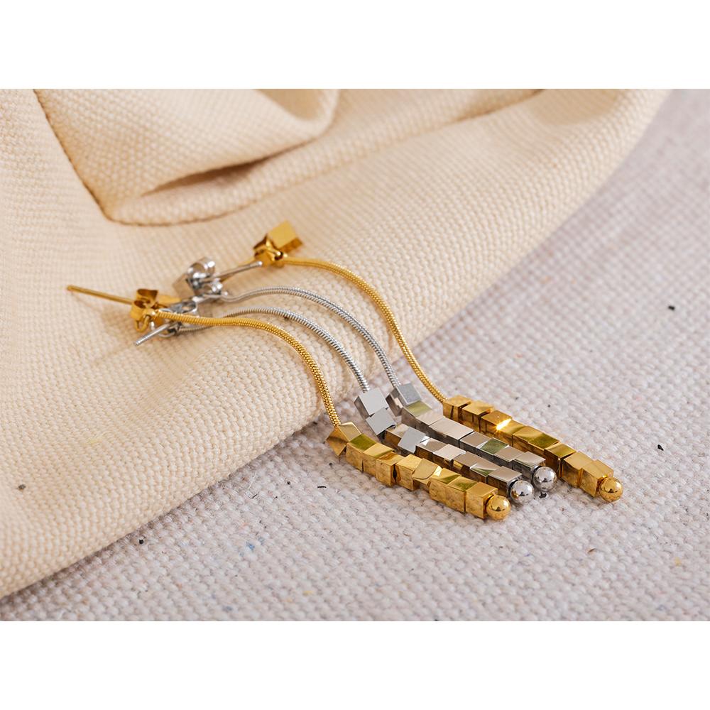 Eetit Квадратные длинные висячие серьги из нержавеющей стали 316, 18-каратное золото, цвет PVD, водонепроницаемые, модные подвески для ушей, ювелирные изделия для женщин, подарок