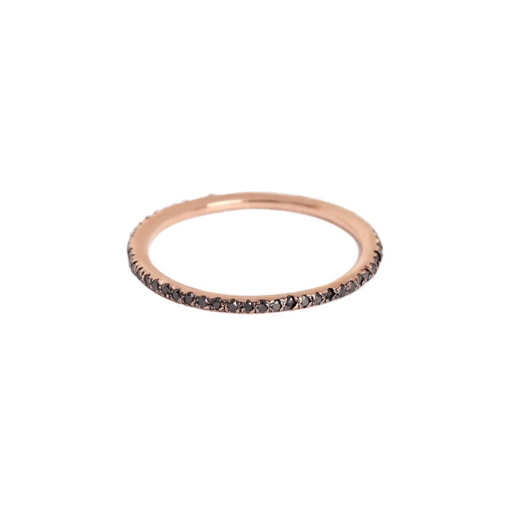 Mezmic Art Black Diamond Tennis 14K Gold Ring