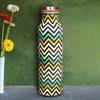 Pure Copper Water Bottle 1 Litre Alkaline and Anti Oxidant 100% Leak Proof, Office, Gym Bottle  (Chevron Green & Yellow)