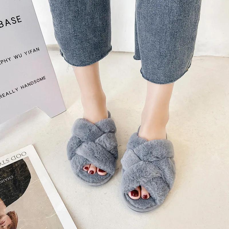 2025 НОВЫЙ дизайн женские зимние домашние пушистые тапочки женские пушистые меховые домашние тапочки плоские тапочки для дома женские шлепанцы