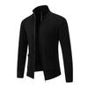 Men Knitted Jacket Stand Collar Long Sleeve Zipper Closure Sweater Coat with Pockets Thickened Plush Lining Knitwear