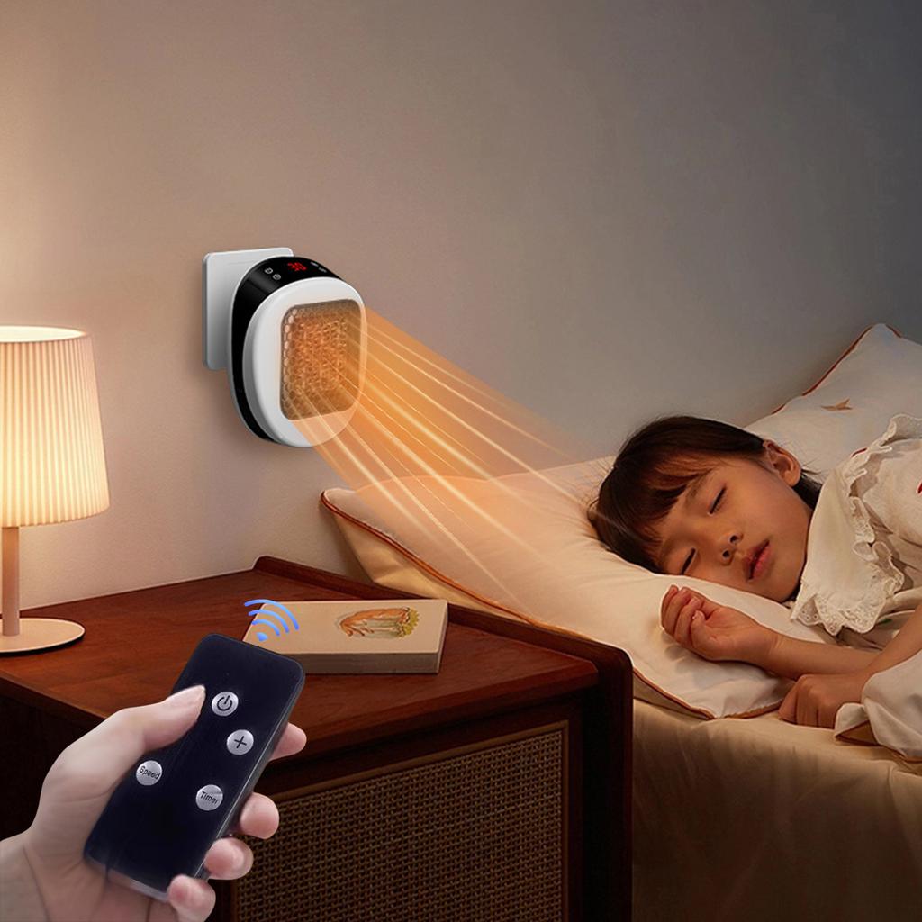 Настенный обогреватель 600 Вт Маленький электрический настенный обогреватель с пультом ДУ Таймер на 12 часов Портативный электрический обогреватель для ванной комнаты офиса спальни