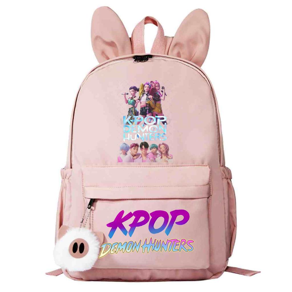 Kpop Anime Cartoon Print Student Korean Version Schoolbag Lightweight Cute Rabbit Ear Backpack