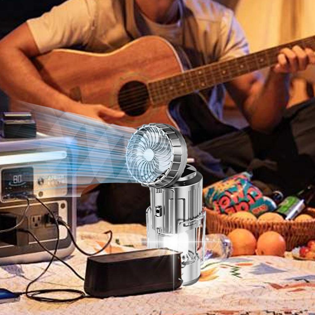 Camping Lantern Solar Lantern LED Lights Camping Gear Rechargeable Waterproof Survival Gear Power Bank With Foldable Cooling Fan