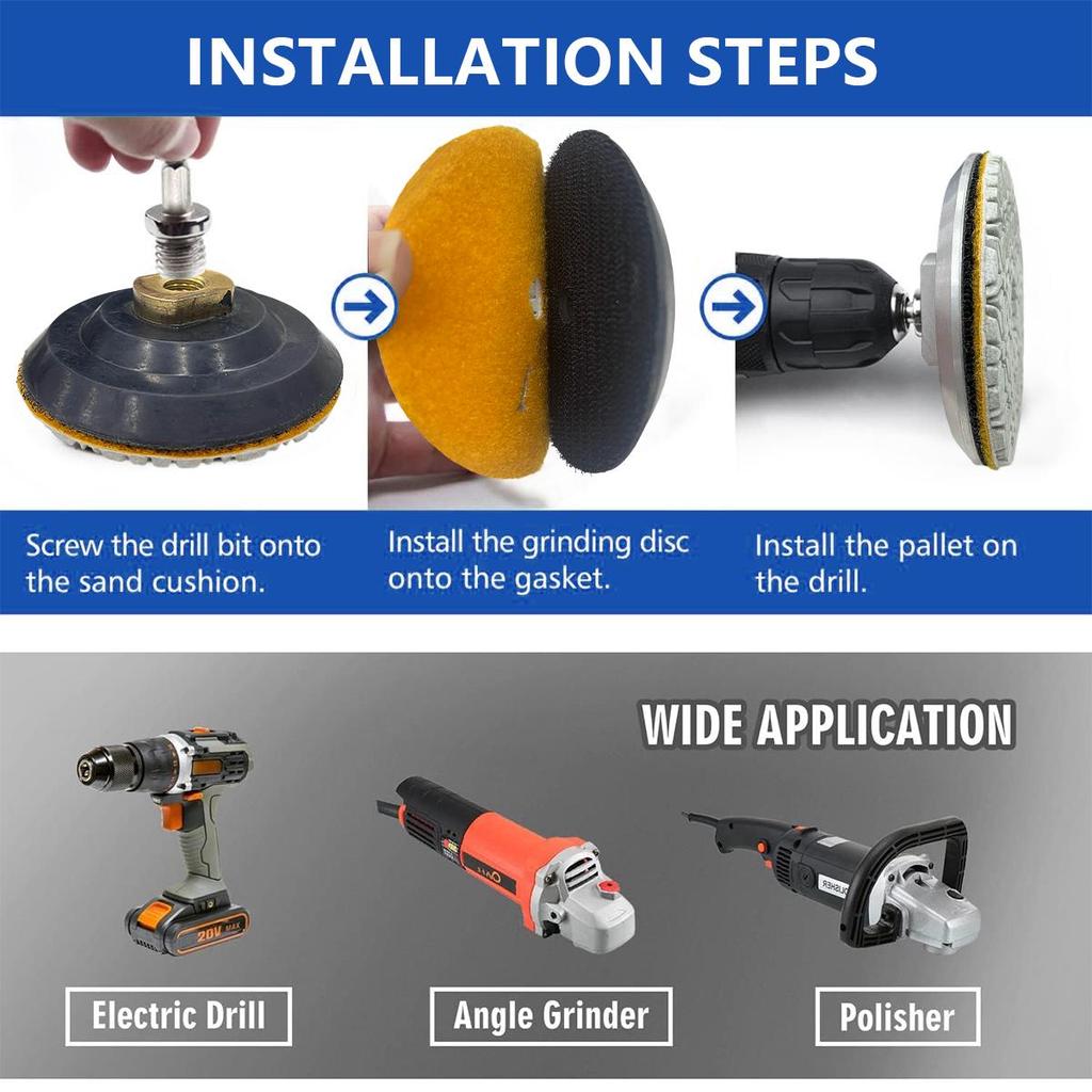 4 Inch Polishing Pads Set, 7 Pieces Polishing Pads for Granite Marble Concrete Stone Tiles