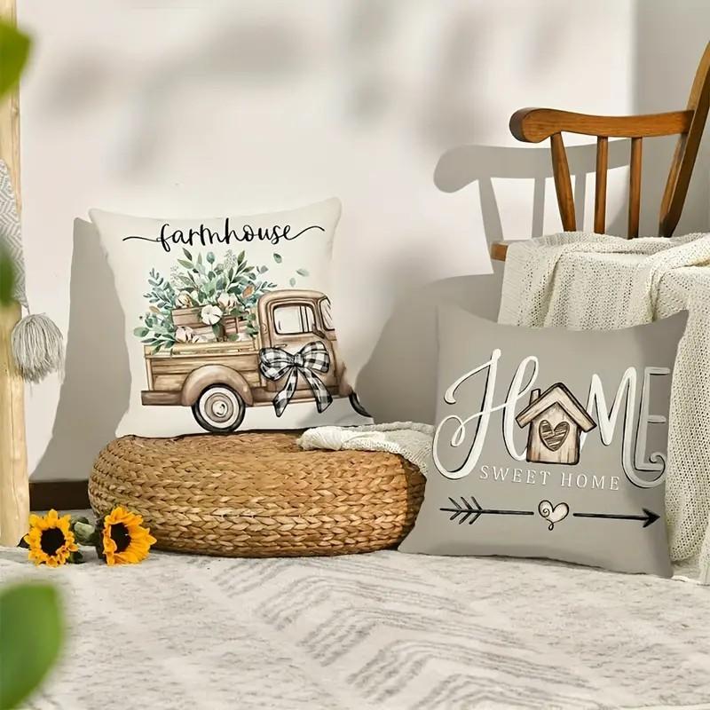 4Pcs/Set Throw Pillow Case Botanical 45*45Cm Square Cushion Cover Decorative Single-Sided Pillow Cover For Living Room Bedroom