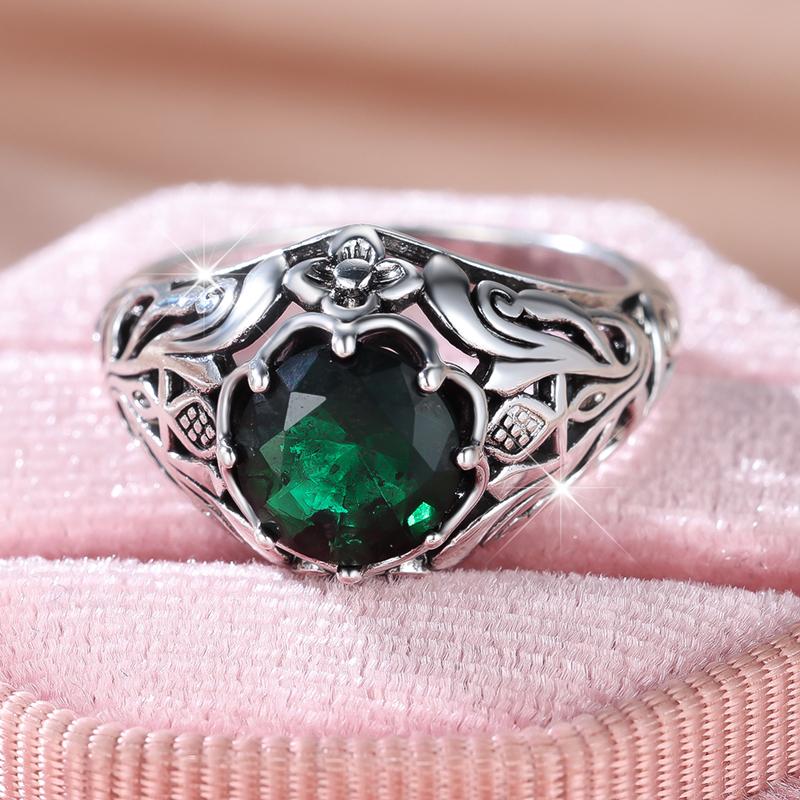 Винтажные серебряные цветные полые цветочные красные циркониевые кольца для женщин, подвески, свадебные украшения для банкета и вечеринки, подарок