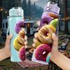 1PC Pile Of Color Donut Sweet Food Print 750ml Color Plastic Sports Water Bottle Leakproof Flip Straw Lid Suitable for Sports Office Home Use