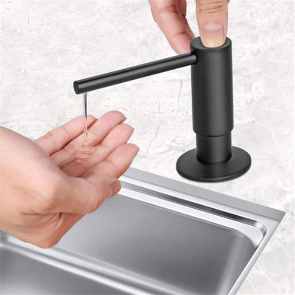 Дозатор жидкого мыла для кухонной раковины, насосная головка, встроенная бутылка для жидкого мыла, ручной пресс, бутылка для моющего средства, черный, золотой