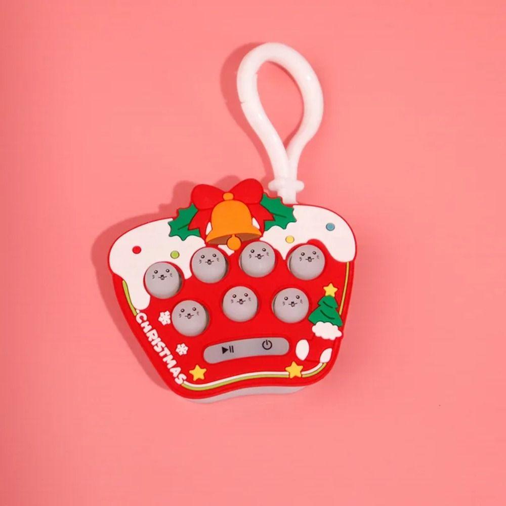 Cartoon Handheld Game Machine Keychain Christmas Quick Push Bubble Game  Children Gifts