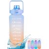2L Large Capacity Water Bottle With Straw High Temperature Resistant Plastic Water Cup Time Scale Frosted Leakproof Water Cup