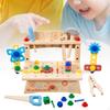 Kids Tool Set Educational Motor Activity Wooden Wrench Nuts Bolt Pretend Play for 2 3 4 5 6 Year