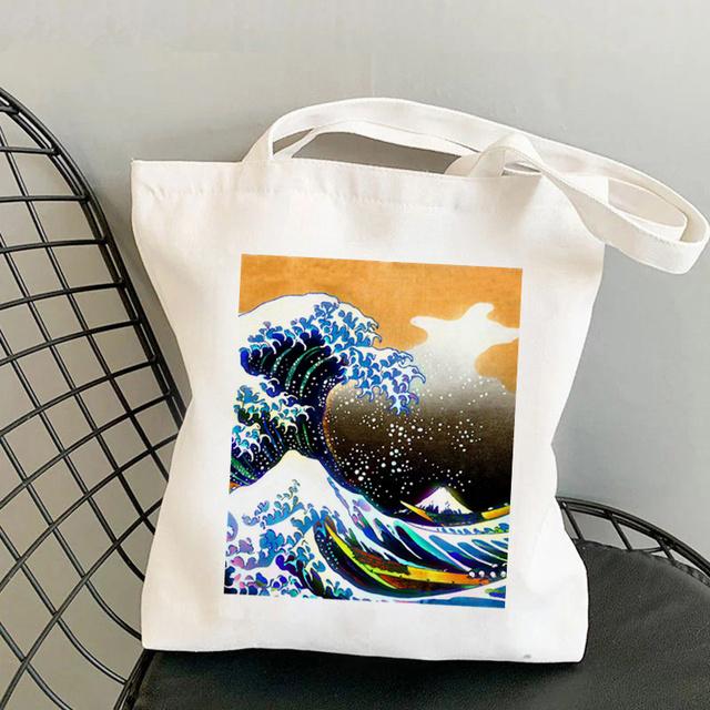 Сумка-шоппер The Great Retro Wave с розовым принтом Kawaii Bag Harajuku, женская сумка для покупок, холщовая сумка-шоппер для девочек, женская сумка на плечо