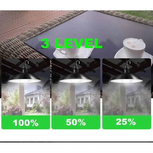 Solar Pendant Light Outdoor Waterproof LED Lamp Double-head Chandelier Decorations with Remote Control for Indoor Shed Barn Room