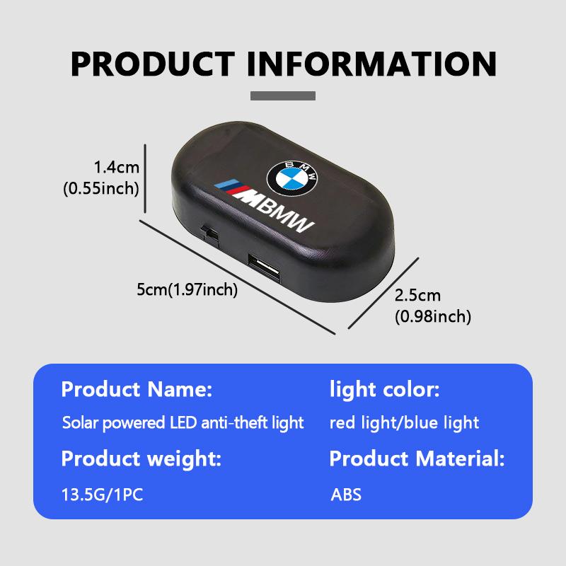 SNLL4 Mini LED Solar Power Car Warning Light Night Security Anti-Theft For BMW Performance X1 M3 M6 F01 F02 E34 E36 E60 F10 F20 X6