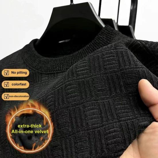 Мужской осенне-зимний топ с круглым вырезом, толстый, теплый, мягкий, однотонный, пуловер с длинными рукавами, повседневный топ средней длины, свитер, мужская зимняя одежда