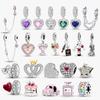 Copper Zircon Red Love Heart Lover Series Charms Beads Fit Original Pan Bracelet Bangles Diy Fine Jewelry