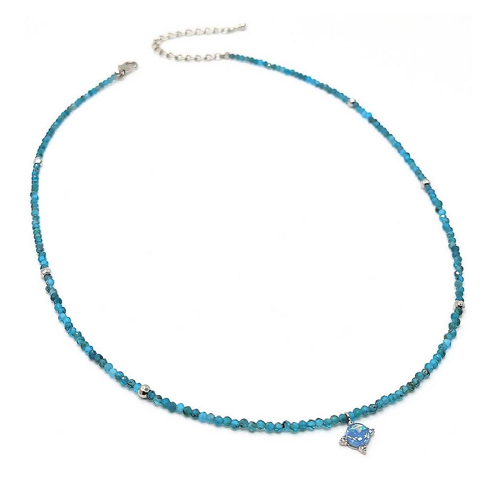 Slim Gemstone Blue Apatite Necklace