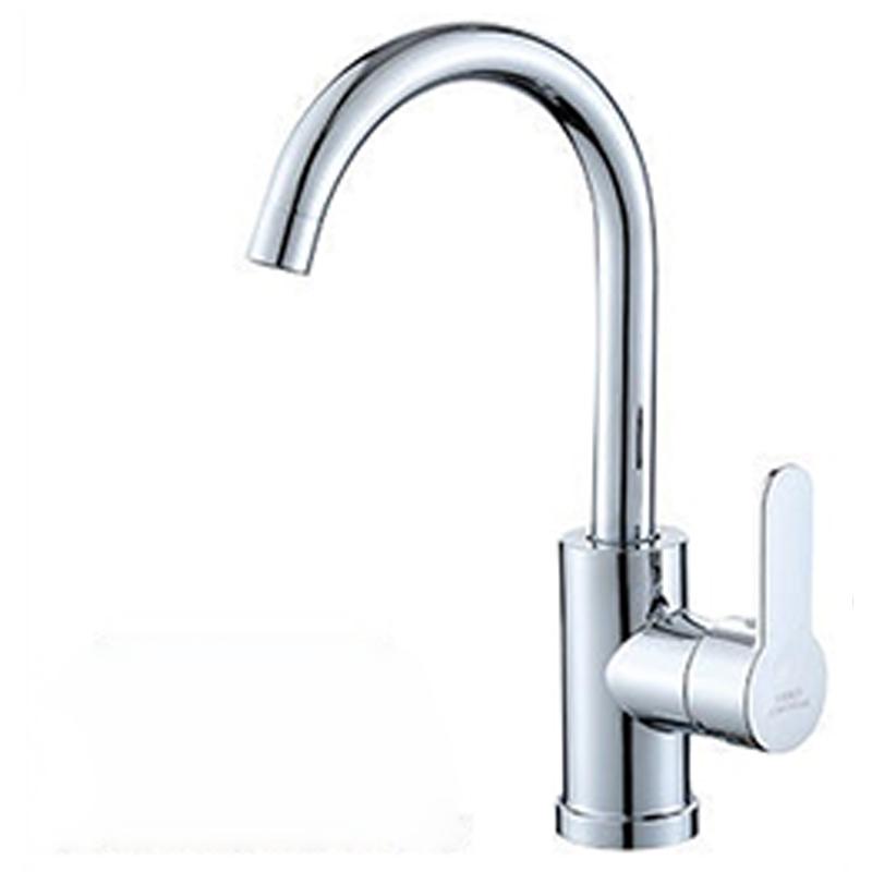 Modern Single-Hole Stainless Steel Deck Mounted Kitchen Ceramic Valve Dual-Use for Cold Hot Water Vegetable Basin