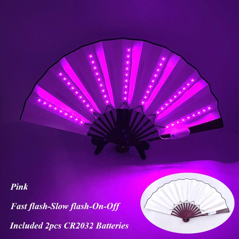 13 inches Led Fans Dj LARP Dance Wedding Stage Performance Bar Props Folding Fan For Women Kung Fu Fan Chinese Flashing Fan
