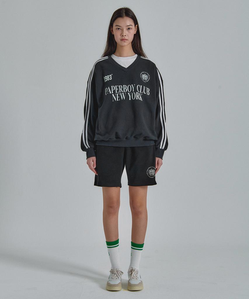 PAPERBOY V-Neck Track Sweatshirt - Black