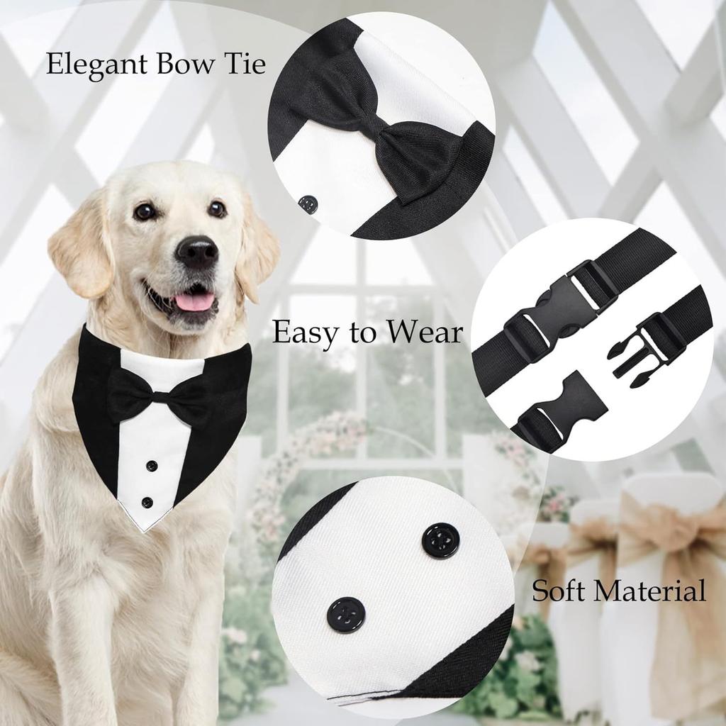 Dog tuxedo, dog suit, dog wedding bandana, necktie, adjustable tuxedo