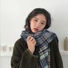 Japanese Women's Winter Thick Imitation Cashmere Scarf To Keep Warm and Versatile Plaid Korean Style Shawl Long Dual Purpose Scarf for Students