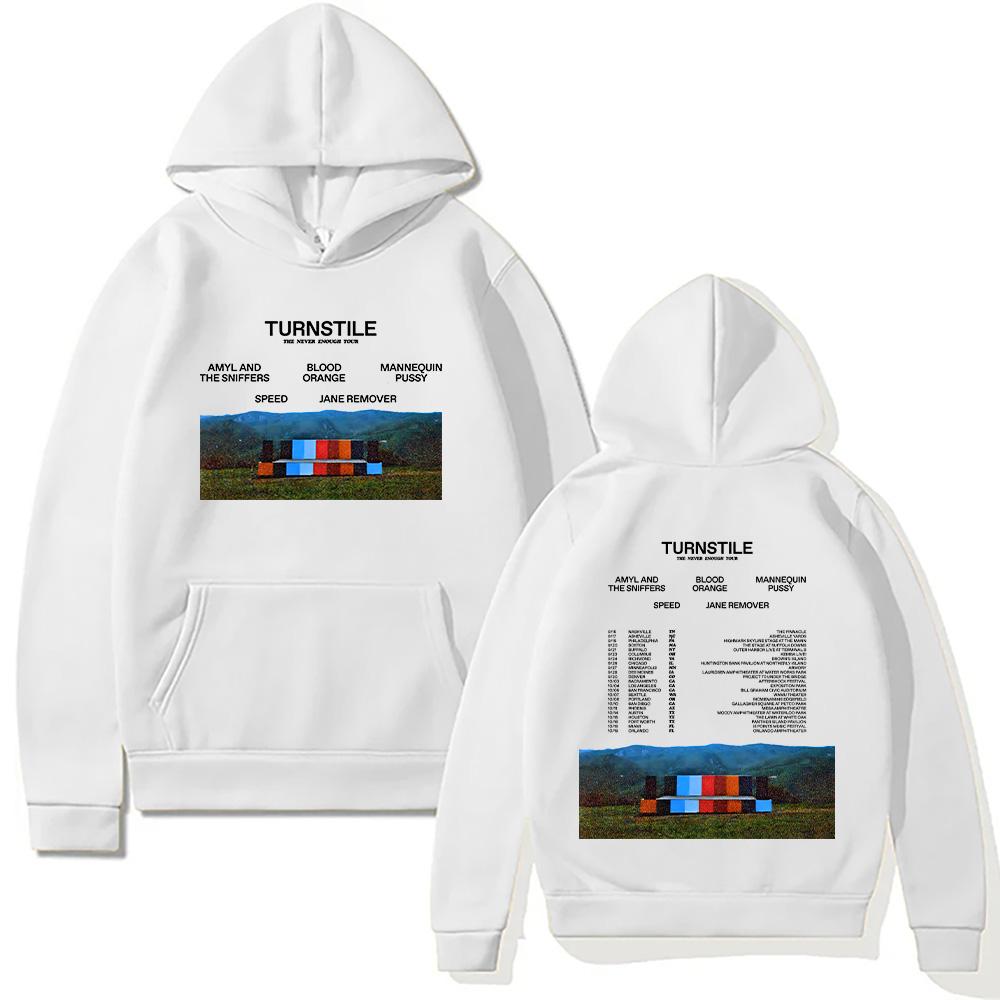 Толстовки Turnstile Band Turnstile The Never Enough Tour 2025 Свитшот Унисекс Хип-хоп Рок Уличные Пуловеры Двусторонние Уличная одежда