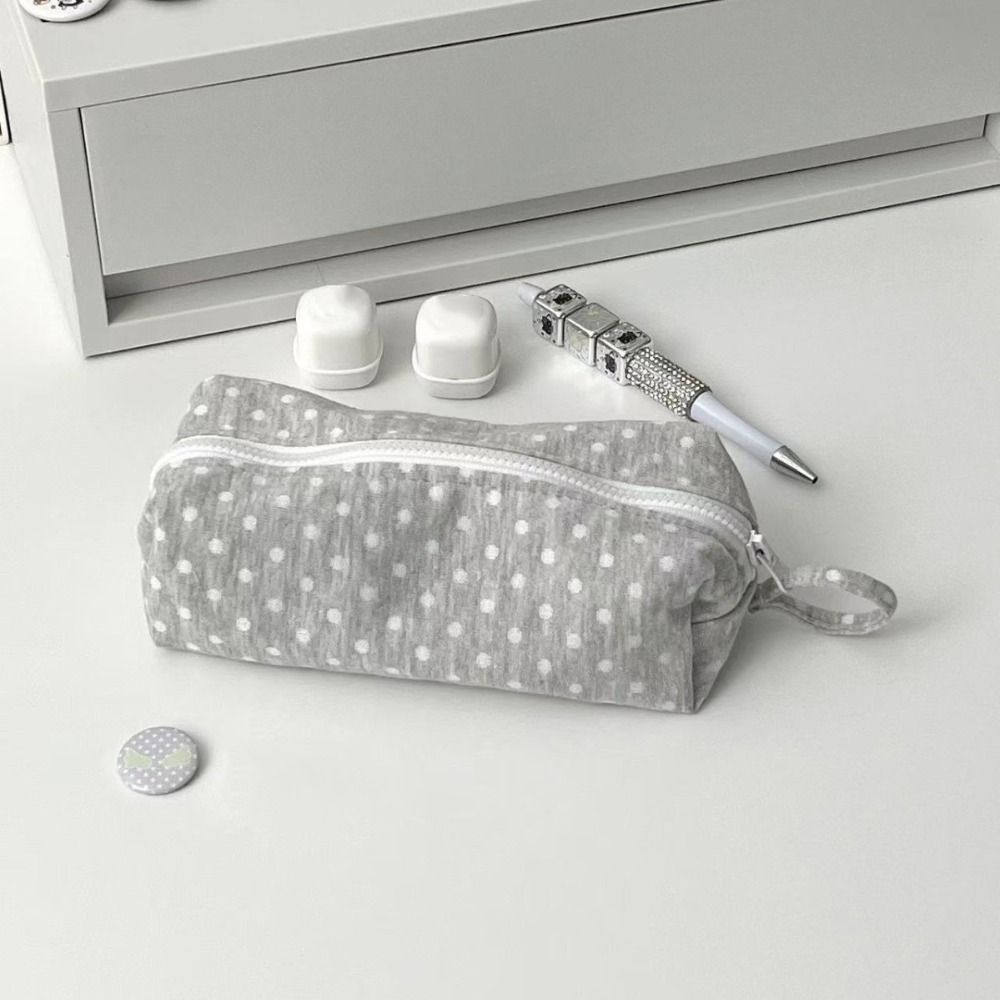Polka Dot Pencil Case Sweet Zipper Stationery Pouch Pencil Storage Bag Back To School