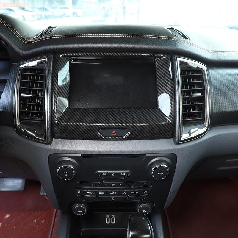 Углеродное волокно в стиле автомобиля, центральная навигационная рамка, накладка, наклейка для Ford Ranger Everest Endeavour 2015-авто