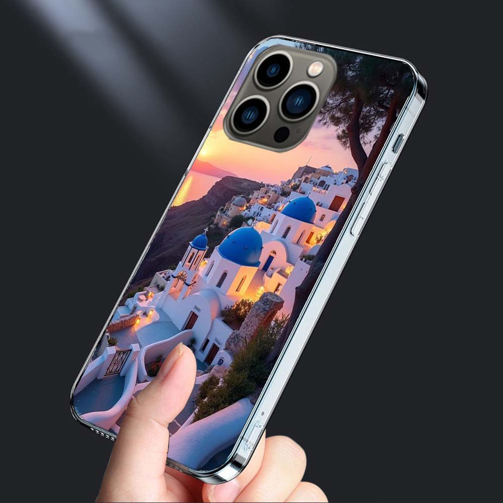 Греция летом. Чехол для телефона Санторини для iPhone 16E 15 Pro 14 Plus 17E 16 17 Pro Max Air 11 12 13 Mini Ударопрочный Capa Милый