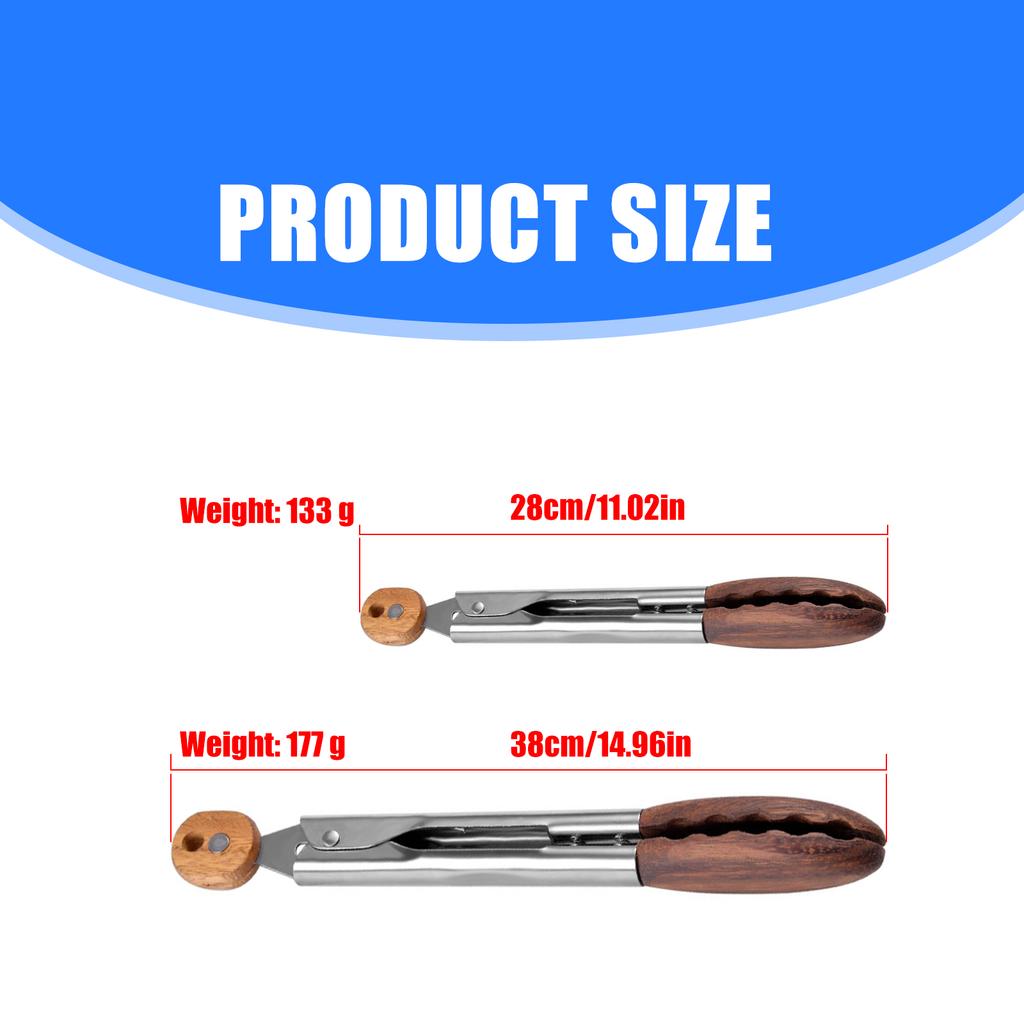 Кухонные щипцы из орехового дерева, нержавеющей стали, с антипригарным покрытием, для салата, для кухни и барбекю, 9 дюймов или 12 дюймов, деревянные щипцы
