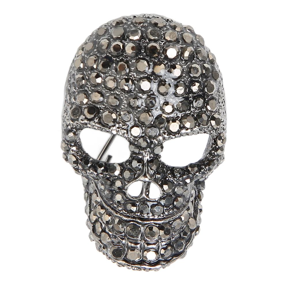 Vintage Skull Brooch Rhinestone Sparkly Nickle Free Skull Head Pin Brooch Accessory Black
