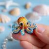 Octopus Bead Embroidery Kit DIY Ocean Animals Craft Set with Full-Color Instruction Sheet Bead Embroidery Starter Kit Gift for Craft Lovers Beginners