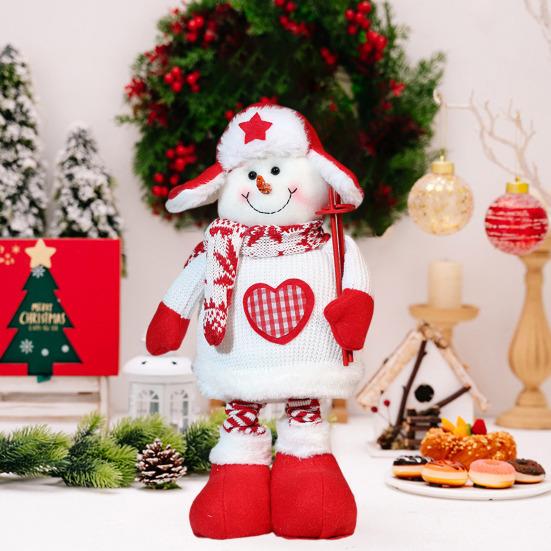 Рождественская кукла, плюшевая игрушка Санта-Клауса, снеговика, лося, с телескопической ногой для рождественского декора для дома, стола, камина, окна, сада
