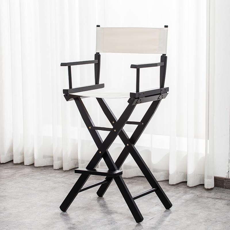 Складной стул режиссера из массива дерева с холщовой спинкой - Барный стул, для улицы, макияжа или рыбалки