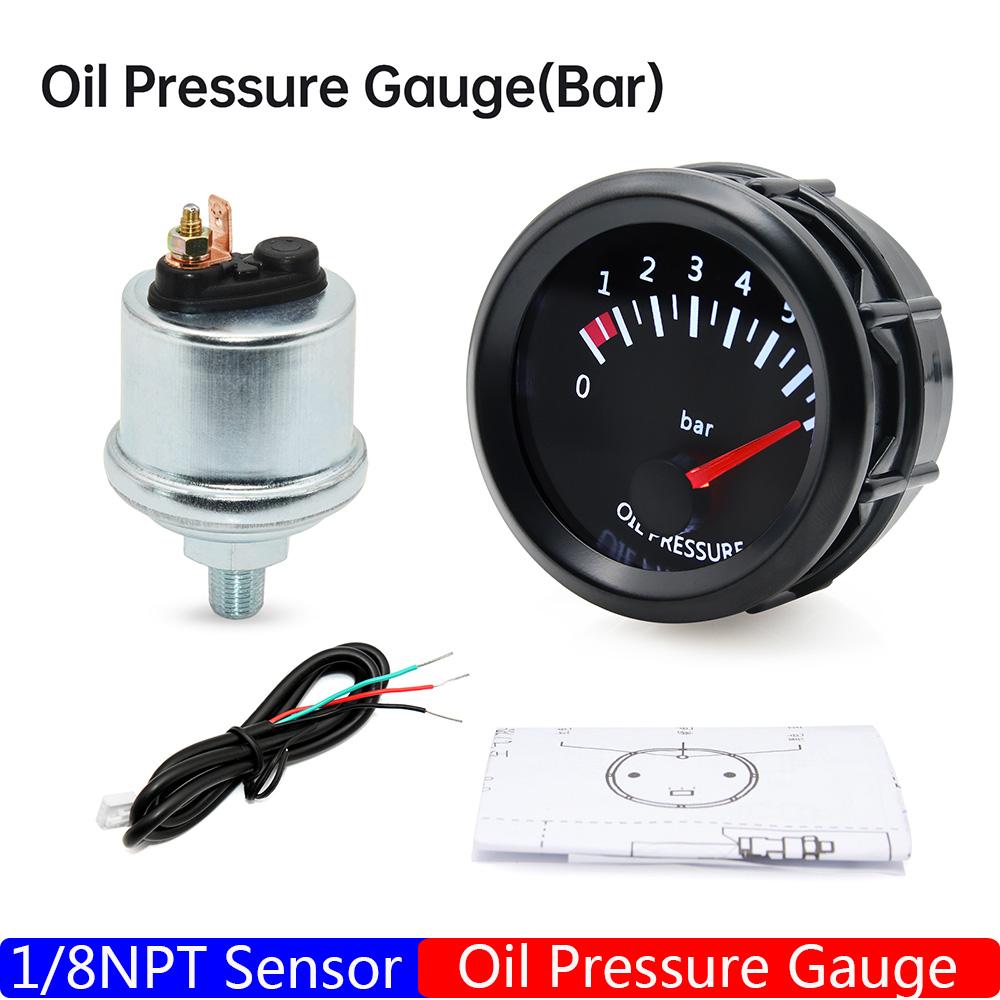 52mm Water Temp/Oil Temp/Oil Press BAR PSI/Voltmeter/Vacuum/Boost Gauge/Air Fuel Ratio/EGT Gauge With Sensor Gasoline Car 12V