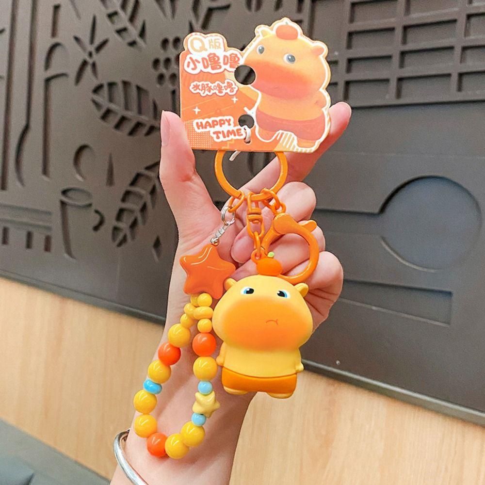 Bag Charm Lulu Doll Keychain Cute Expression Cartoon Phone Chain Creative Capybara Key Ring Kids