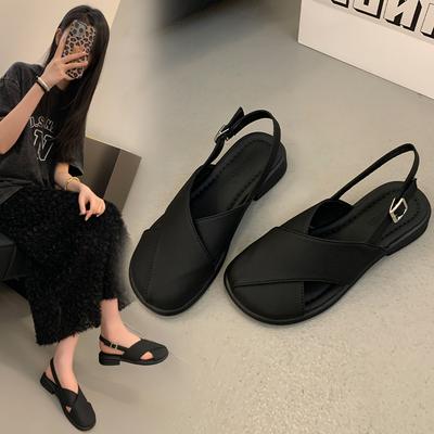 2025 летняя новая верхняя одежда сумка-голова высококачественные сандалии женские корейская версия французские ретро феи повседневные плоские классные тапочки