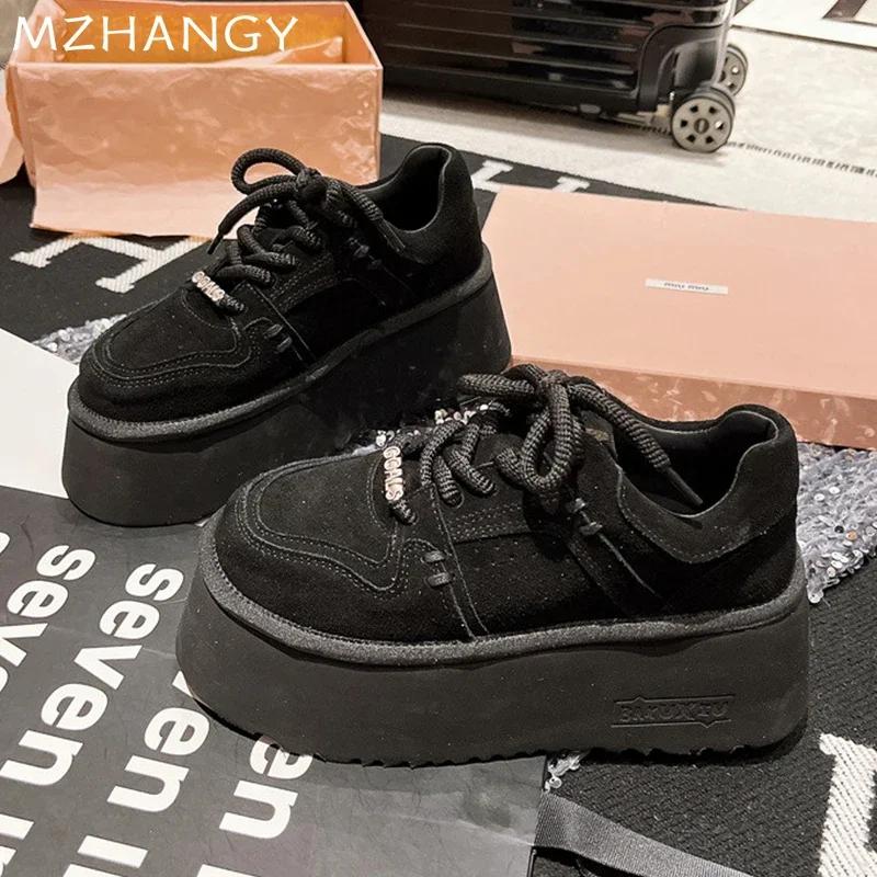 Женские кроссовки на платформе, повседневные ботильоны на плоской подошве, женская модная спортивная обувь 2024 года, зимние новые туфли-лоферы, Mujer Zapatillas